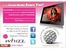 A half page advert produced in Photoshop for a local publication - and social media guru, Pink Whizz!