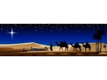 A nativity scene developed in vector in Adobe Illustrator measuring 10m x 2m. Designed as a stage backdrop for a Christmas production in Doha, Qatar.